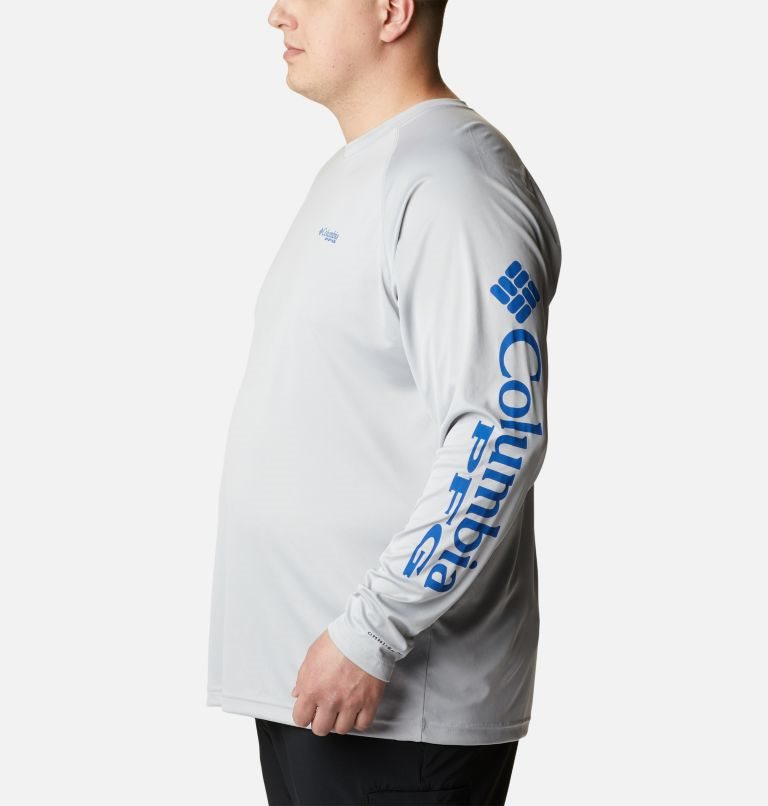 Men's Columbia PFG Terminal Tackle Long Sleeve Sweatshirts Light Grey | Plus Size CA-W354L